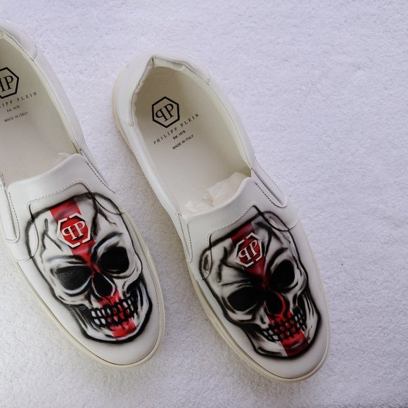 PHILIPP PLEIN SLIP ON AIRBRUSH SKULL - Picture 2 of 2